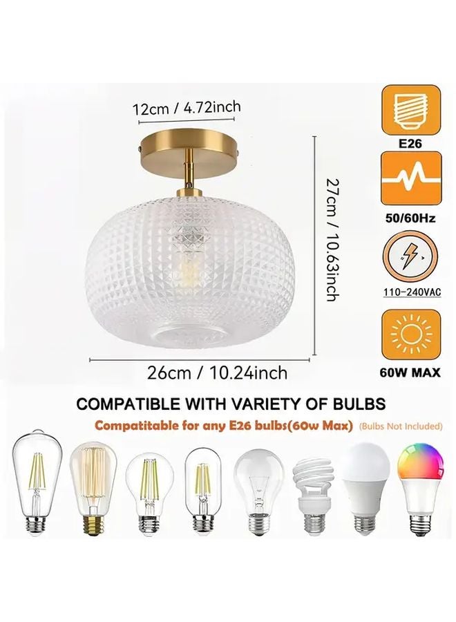Golden Semi Embedded Ceiling Light With White Spherical Glass Lampshade E26 Base For Sloping Ceilings - Image 3
